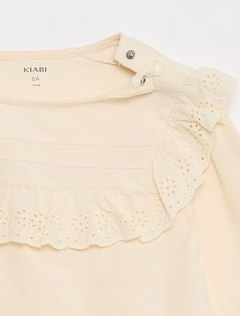 Blusa con plastron e ricami inglesi - So Easy