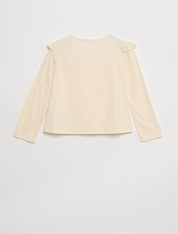 Blusa con plastron e ricami inglesi - So Easy