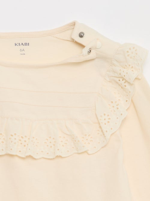 Blusa con plastron e ricami inglesi - So Easy - Kiabi