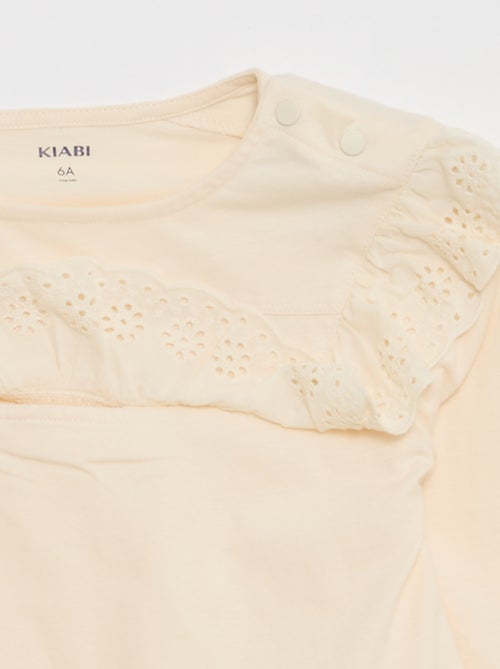 Blusa con plastron e ricami inglesi - So Easy - Kiabi