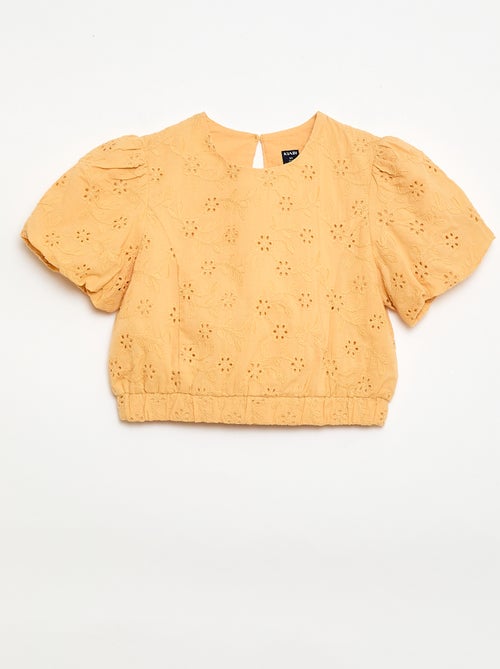 Blusa con ricami floreali a maniche corte - Kiabi