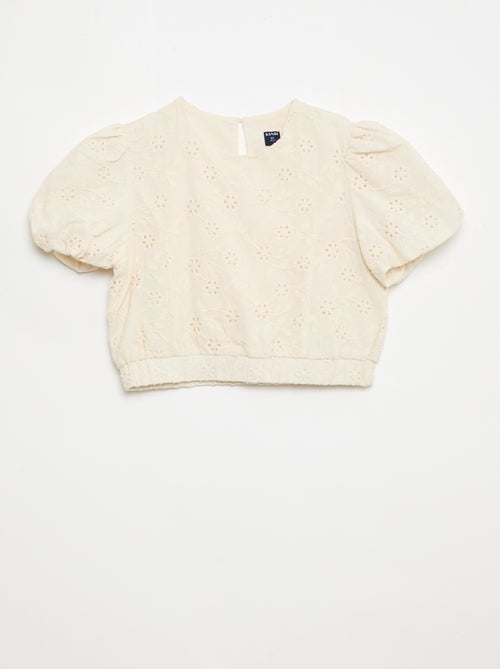 Blusa con ricami floreali a maniche corte - Kiabi