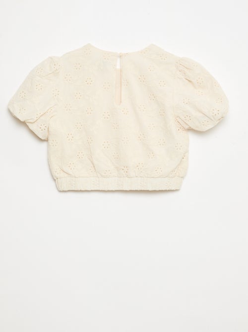 Blusa con ricami floreali a maniche corte - Kiabi