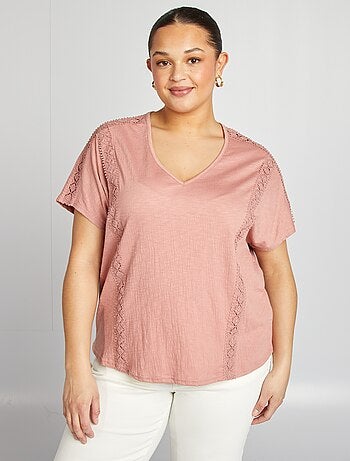 Blusa con ricami in tessuto effetto crêpe