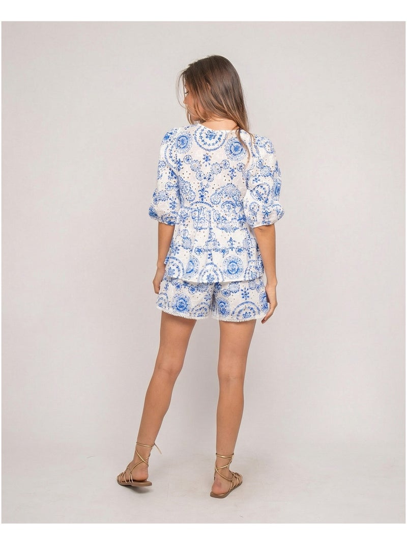 Blusa con ricamo OCTANA Blu - Kiabi