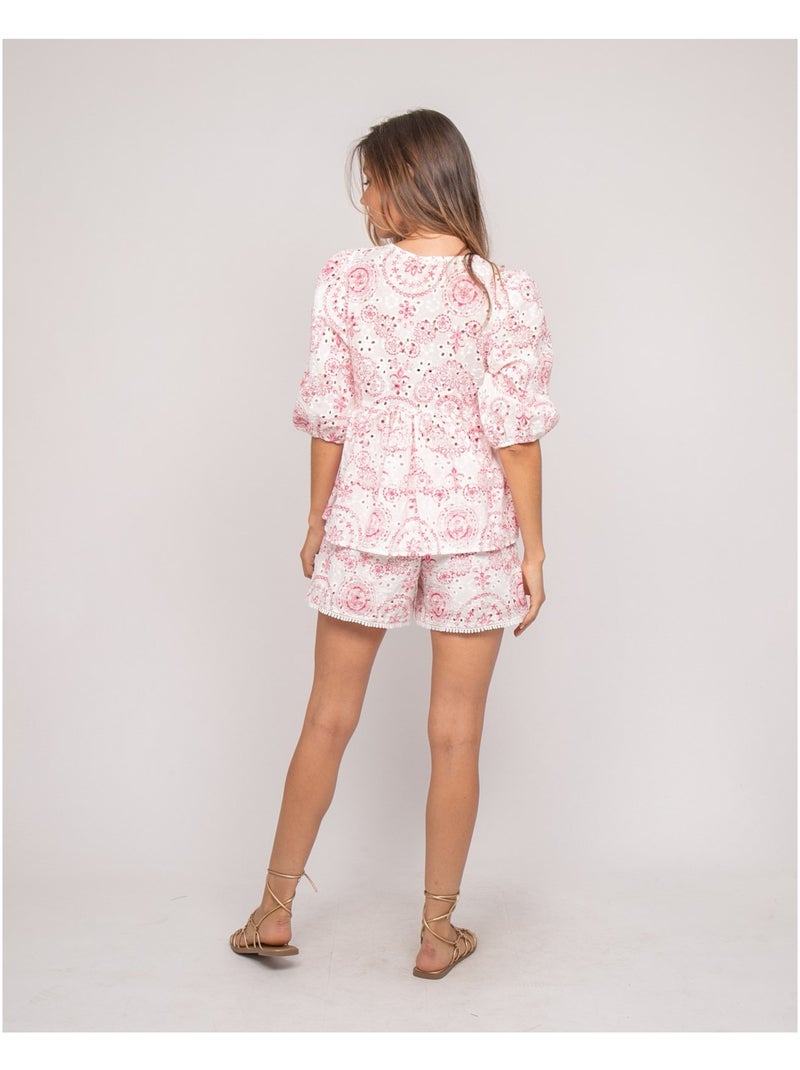 Blusa con ricamo OCTANA Rosa - Kiabi
