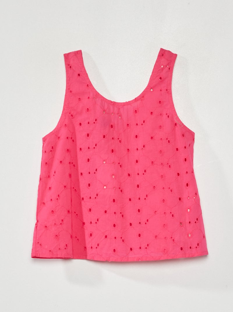 Blusa con ricamo punto inglese rosa indiano - Kiabi
