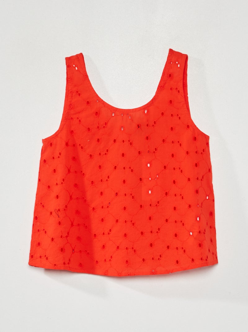 Blusa con ricamo punto inglese ROSSO - Kiabi