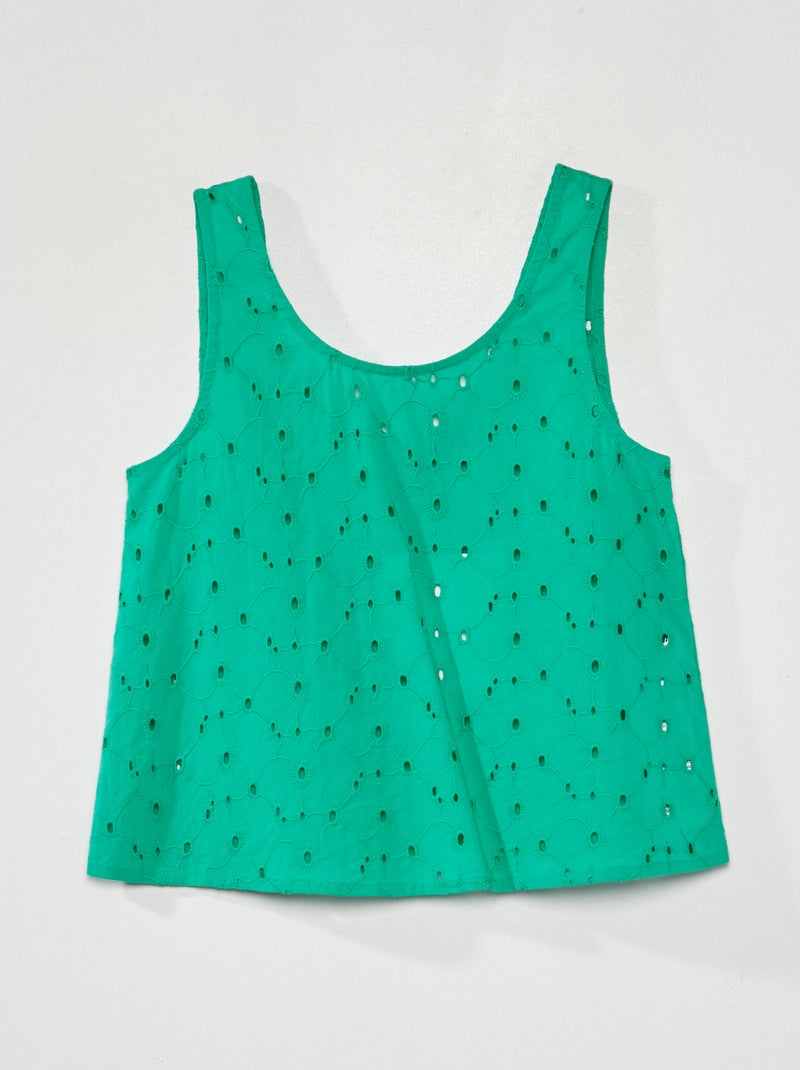 Blusa con ricamo punto inglese VERDE - Kiabi