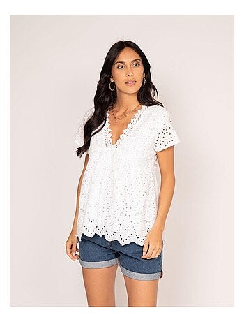 Blusa con ricamo sangallo FADIA