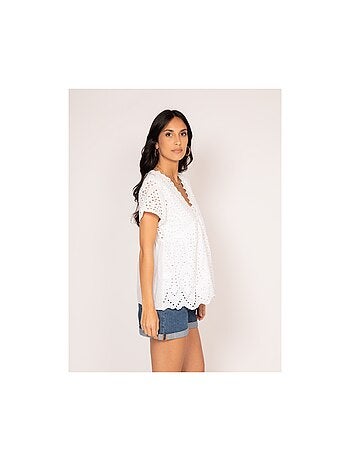 Blusa con ricamo sangallo FADIA