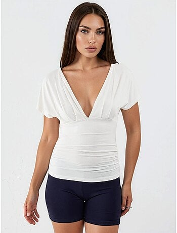 Blusa con scollo a v e dettaglio fiocco busem