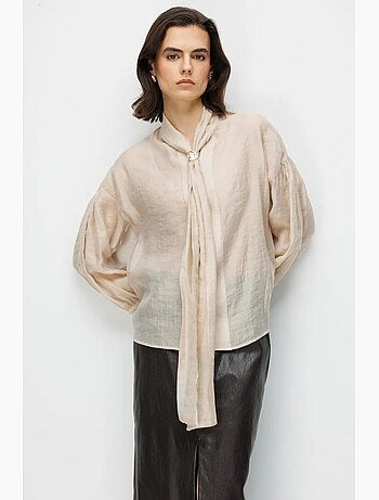 Blusa con scollo a v e laccetto mixray