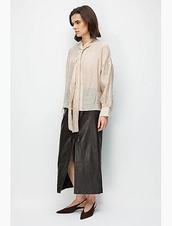 Blusa con scollo a v e laccetto mixray