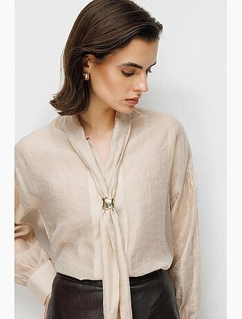 Blusa con scollo a v e laccetto mixray