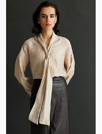 Blusa con scollo a v e laccetto mixray