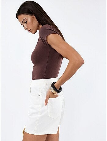 Blusa con scollo a v e maniche corte con drappeggio busem