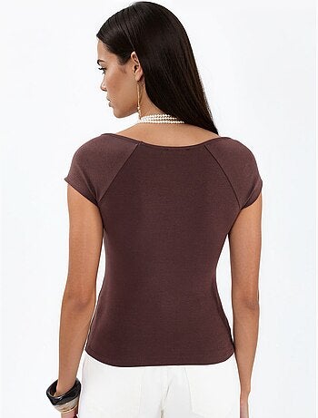 Blusa con scollo a v e maniche corte con drappeggio busem