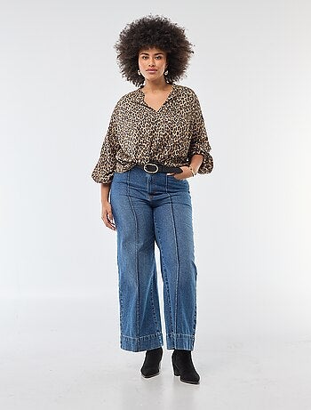 Blusa con scollo a V e motivo allover