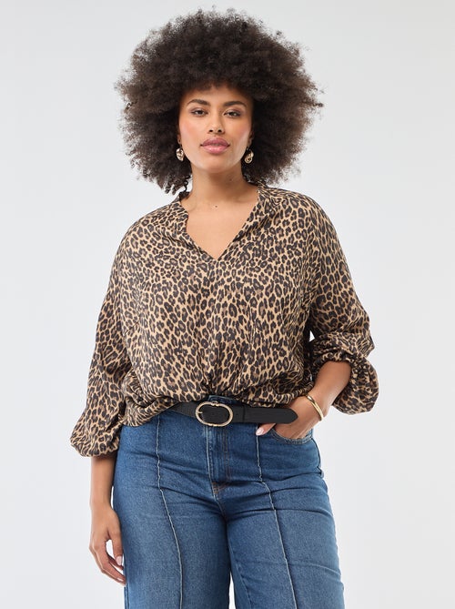 Blusa con scollo a V e motivo allover - Kiabi