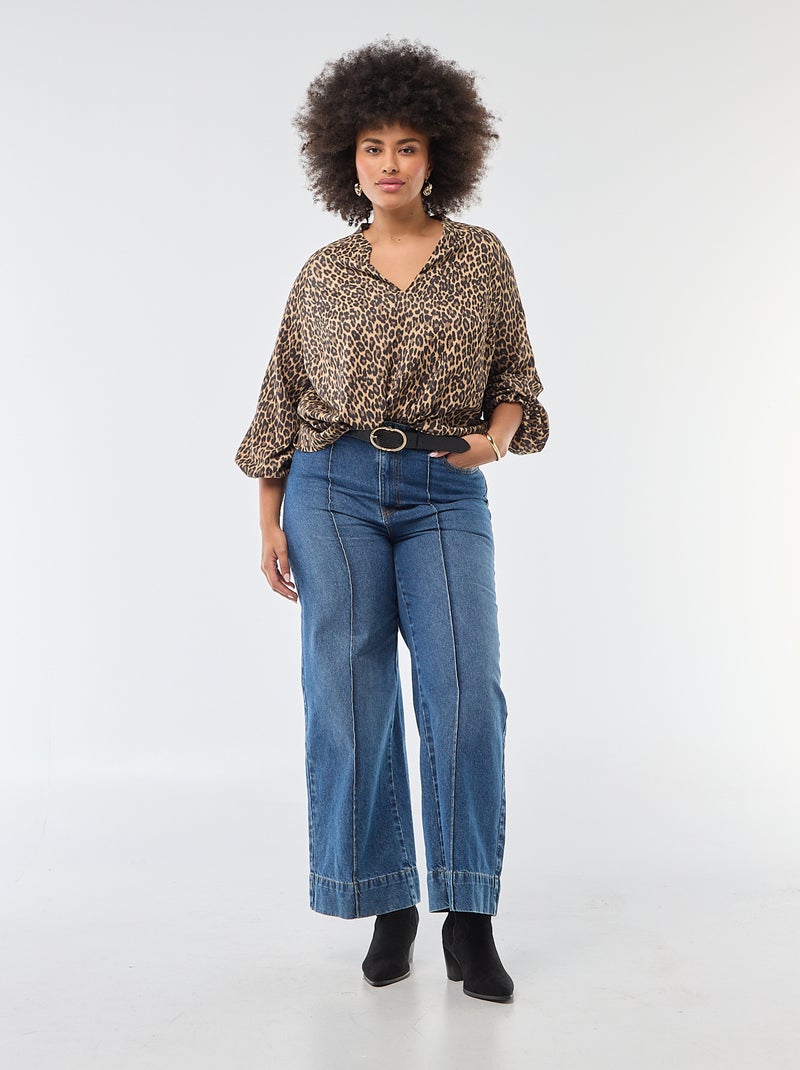 Blusa con scollo a V e motivo allover Beige - Kiabi
