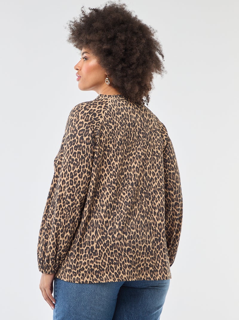 Blusa con scollo a V e motivo allover Beige - Kiabi