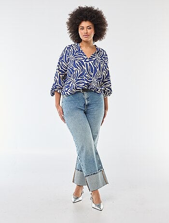 Blusa con scollo a V e motivo allover