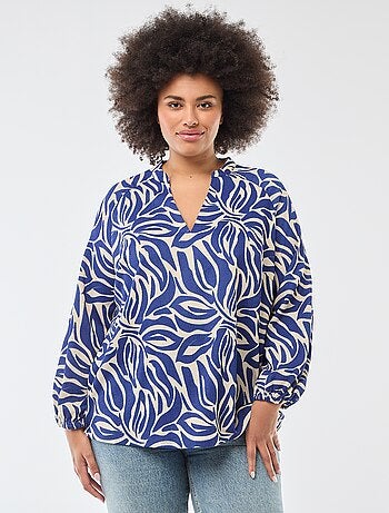 Blusa con scollo a V e motivo allover