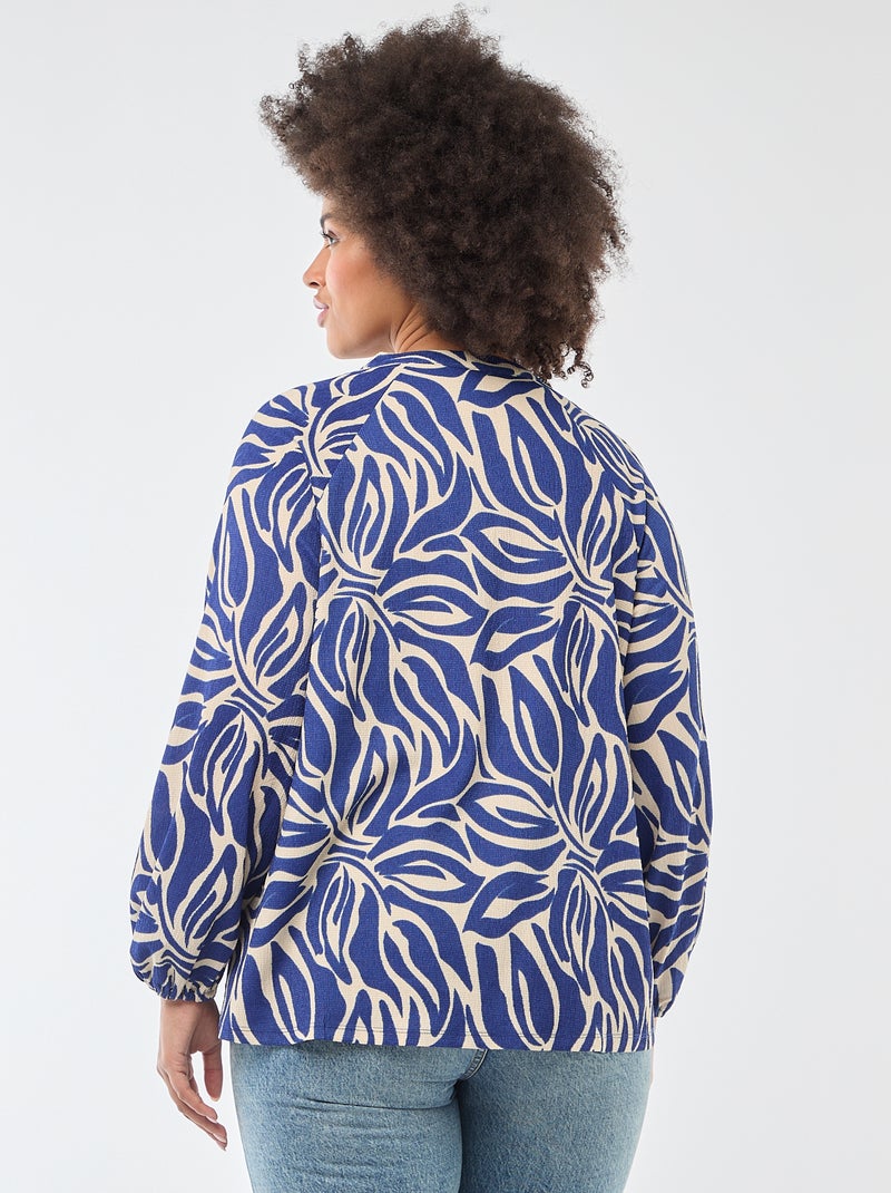 Blusa con scollo a V e motivo allover Blu - Kiabi