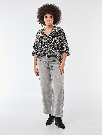 Blusa con scollo a V e motivo allover