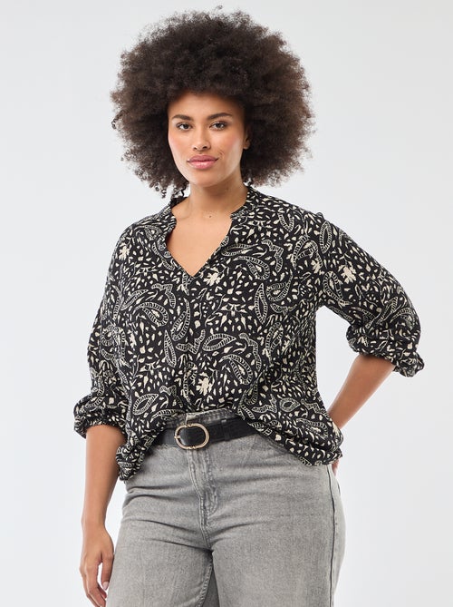 Blusa con scollo a V e motivo allover - Kiabi