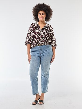 Blusa con scollo a V e motivo allover