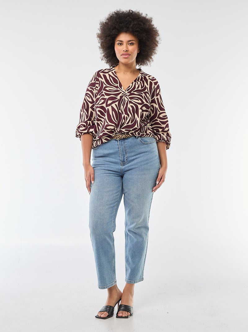 Blusa con scollo a V e motivo allover Rosso - Kiabi