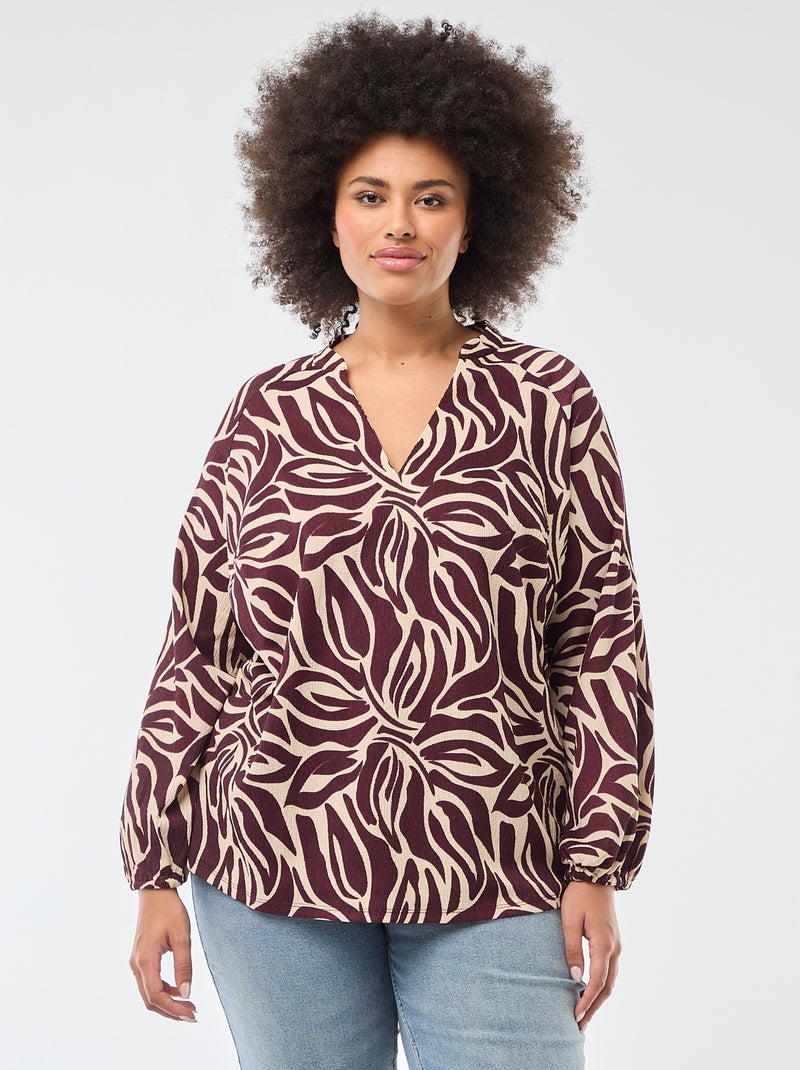 Blusa con scollo a V e motivo allover Rosso - Kiabi