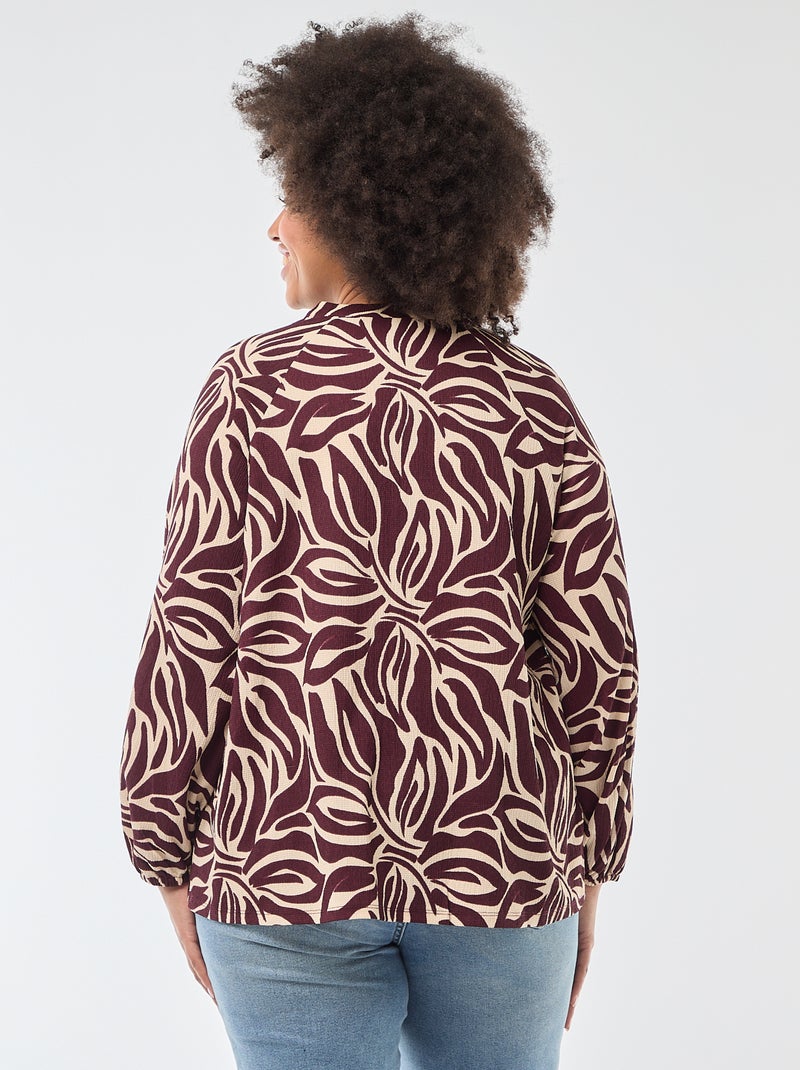 Blusa con scollo a V e motivo allover Rosso - Kiabi
