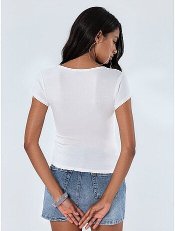 Blusa con scollo a v in misto modal e cotone busem