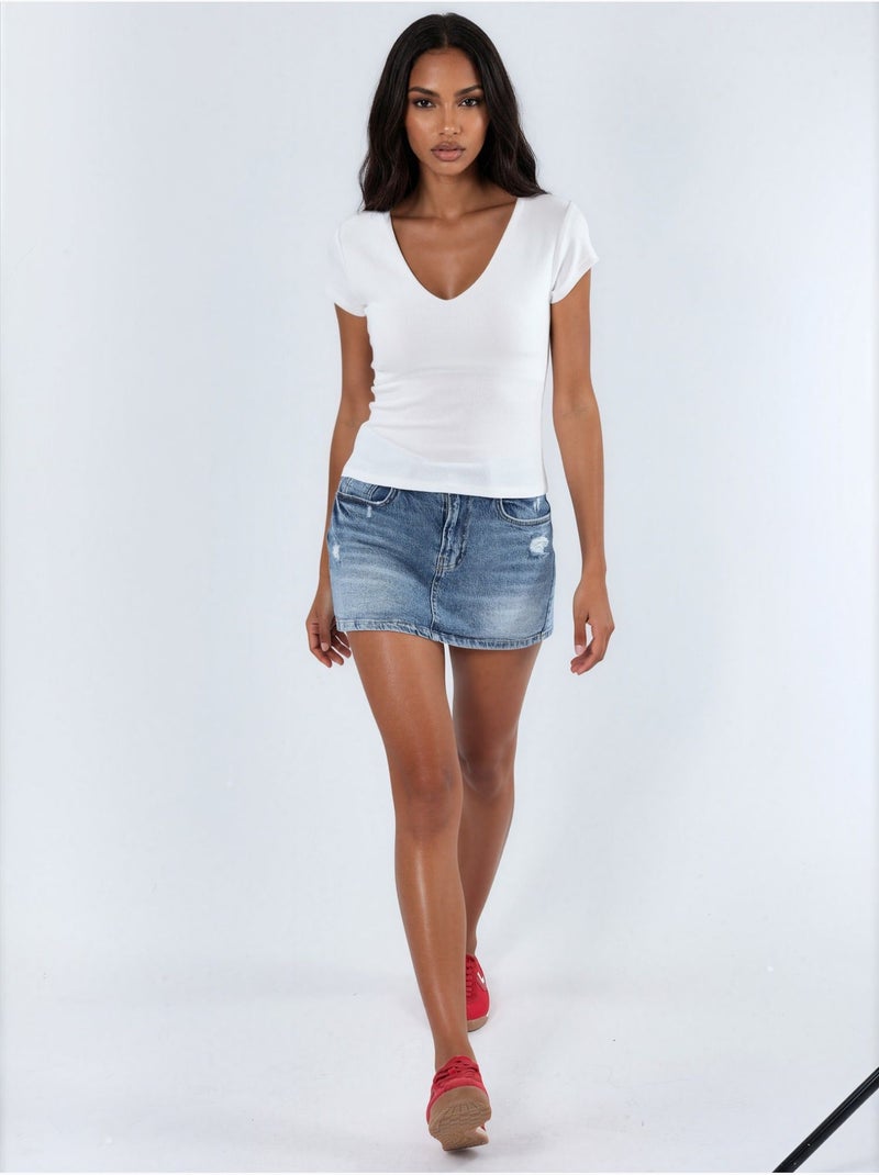 Blusa con scollo a v in misto modal e cotone busem Bianco - Kiabi