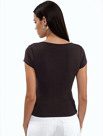 Blusa con scollo a v in misto modal e cotone busem