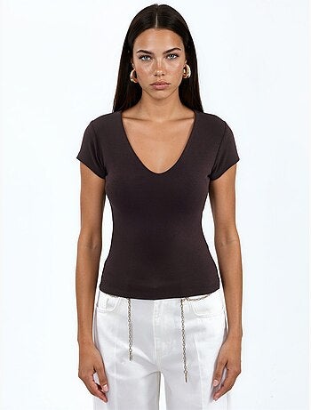 Blusa con scollo a v in misto modal e cotone busem