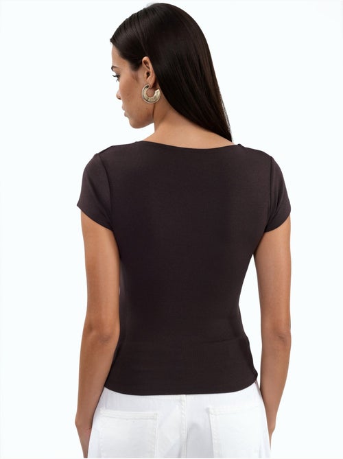 Blusa con scollo a v in misto modal e cotone busem - Kiabi Blusa con scollo a v in misto modal e cotone busem - Kiabi