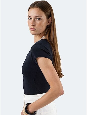 Blusa con scollo a v in misto modal e cotone busem