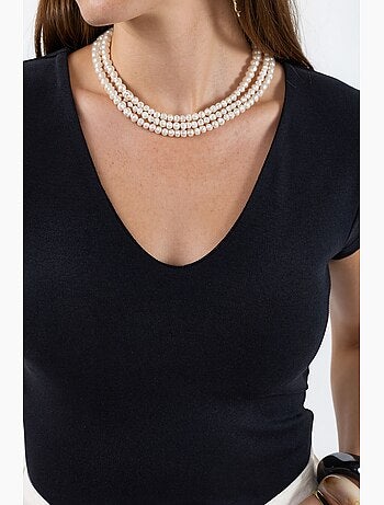 Blusa con scollo a v in misto modal e cotone busem