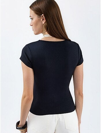 Blusa con scollo a v in misto modal e cotone busem