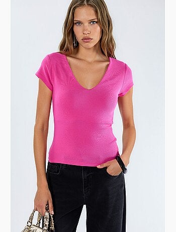 Blusa con scollo a v in misto modal e cotone busem