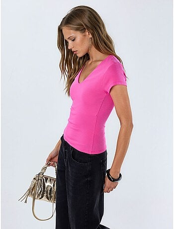 Blusa con scollo a v in misto modal e cotone busem
