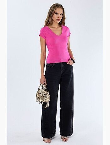 Blusa con scollo a v in misto modal e cotone busem
