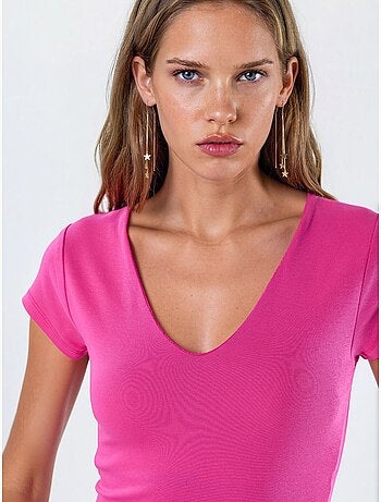 Blusa con scollo a v in misto modal e cotone busem