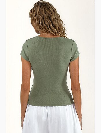 Blusa con scollo a v in misto modal e cotone busem