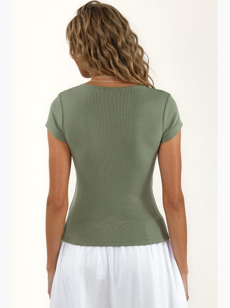 Blusa con scollo a v in misto modal e cotone busem Verde menta - Kiabi