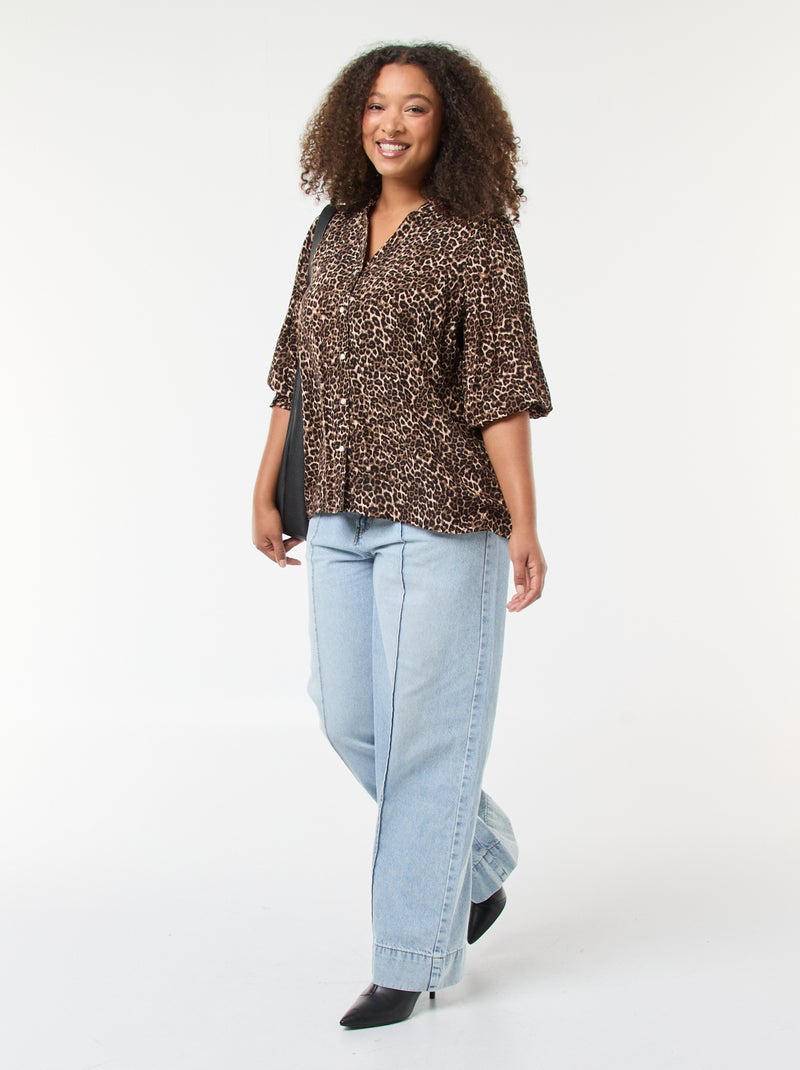 Blusa con stampa leopardata 'Only Carmakoma' Marrone - Kiabi